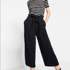 Zara Black Satin Polka Dot Palazzo Pants Size M